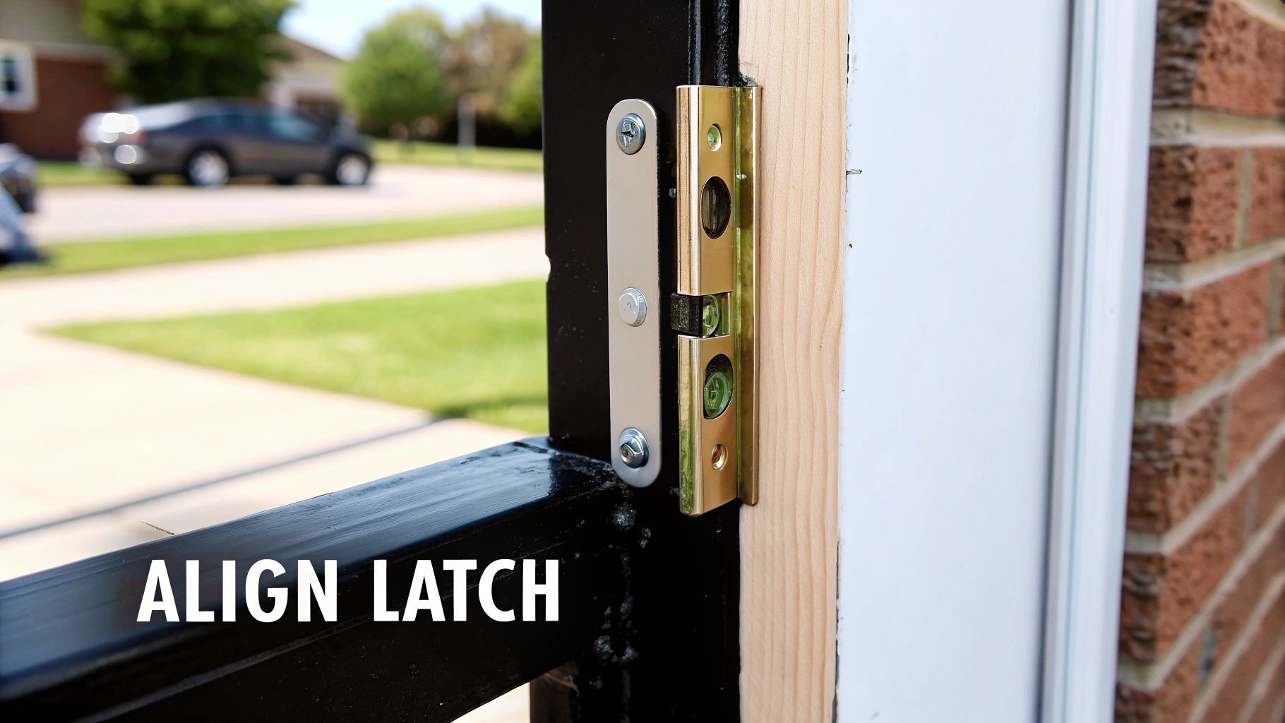 door latch alignment cardboard shim strike plate